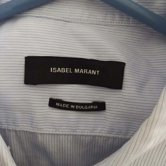 Isabel Marant Blue White Cotton Poplin Striped Shirt 40 L - Picture 7 of 8